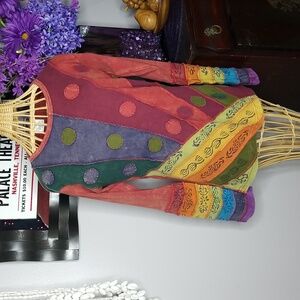 Greater Good Network Small/Medium Multicolored Patchwork Hippie Long Sleeve Top